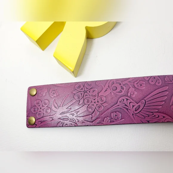 🛍️ LEATHER CUFF Bracelet Hummingbird - Picture 4 of 8